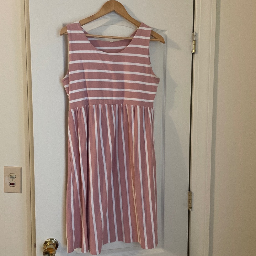 Pink and White Maternity Dress